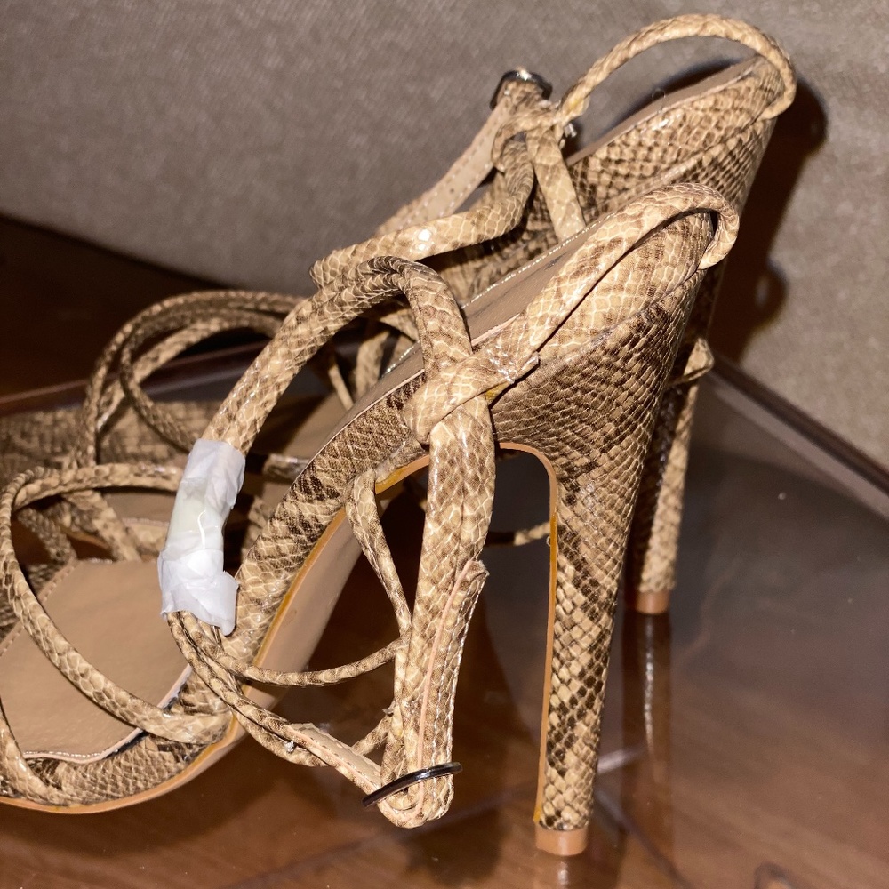 Nude Snake Print Heels - Picture 6 of 6